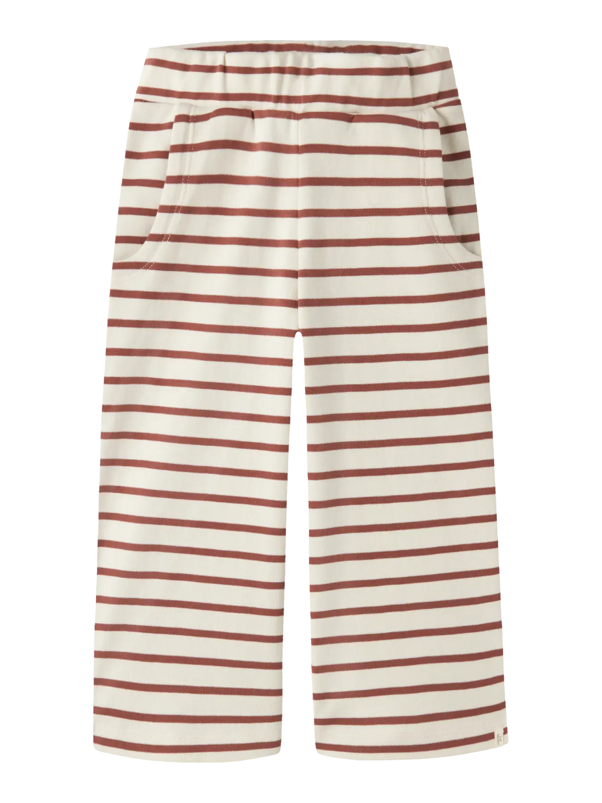 NAME IT Jerseyhose in Creme mit braunen Streifen und weiter Passform.