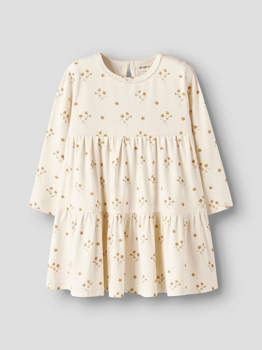 Kinder Kleid aus Baumwolle in Creme mit Blumenmuster, NAME IT, nachhaltige Kindermode im Bärechind Winterthur Zürich Schweiz