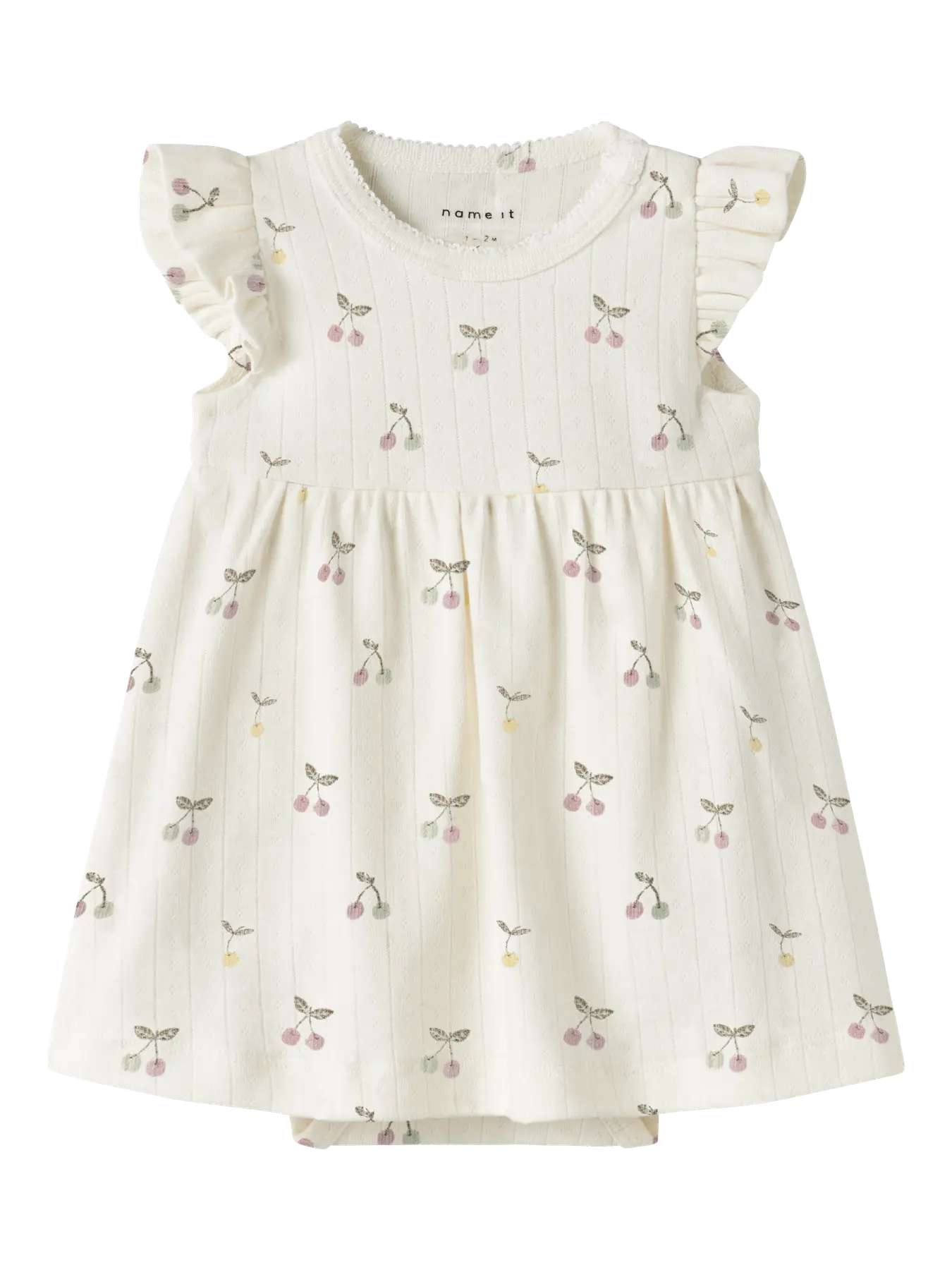 NAME IT Kleid Body aus Baumwolle mit Kirsch Print in Creme zu kaufen im Bärechind Winterthur Zürich Schweiz.