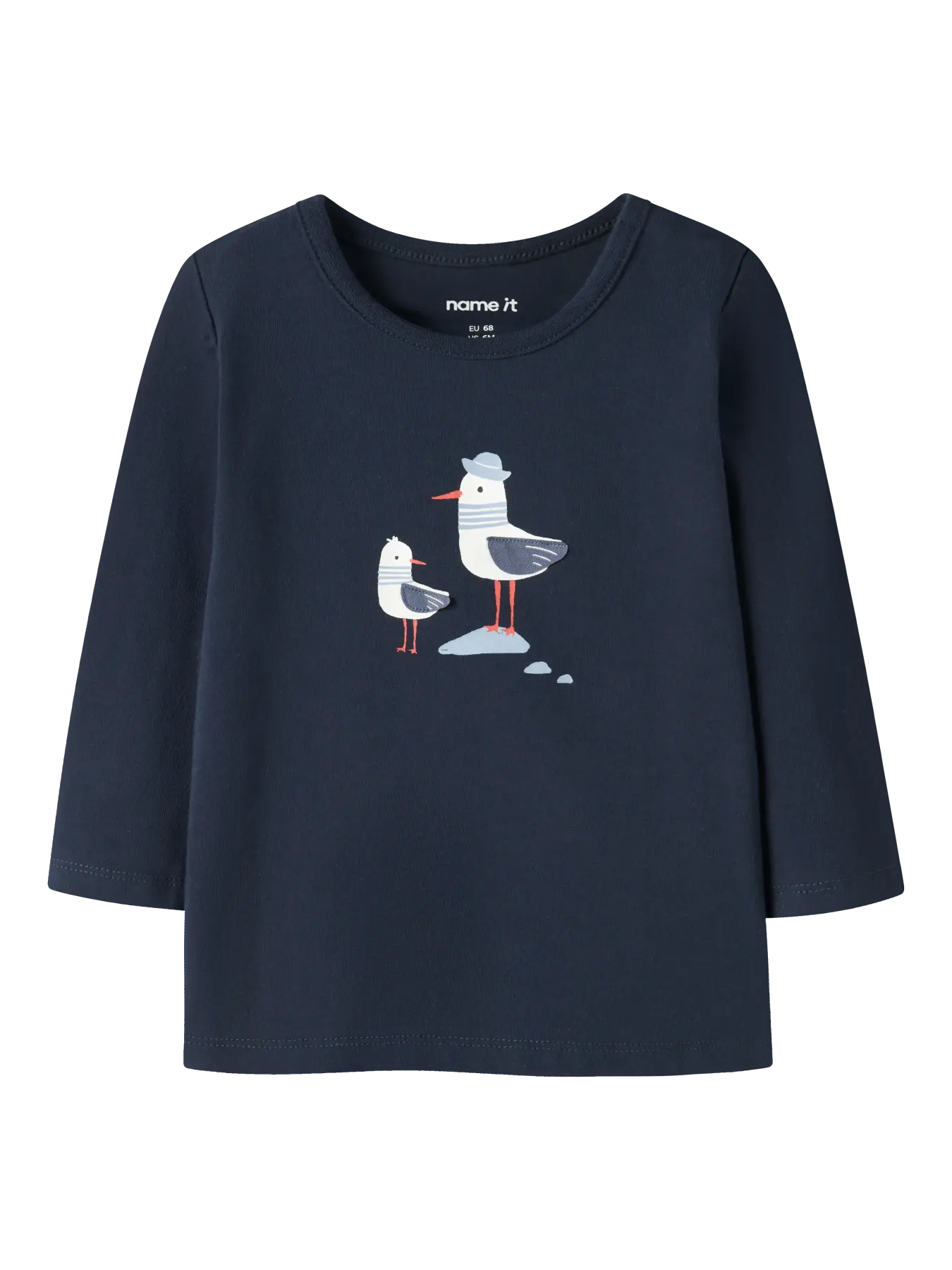 NAME IT Langarmshirt aus Baumwolle mit Möwen Print in Navy zu kaufen im Bärechind Winterthur Zürich Schweiz.