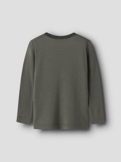 Merino Langarmshirt mit rundem Ausschnitt, Rückansicht