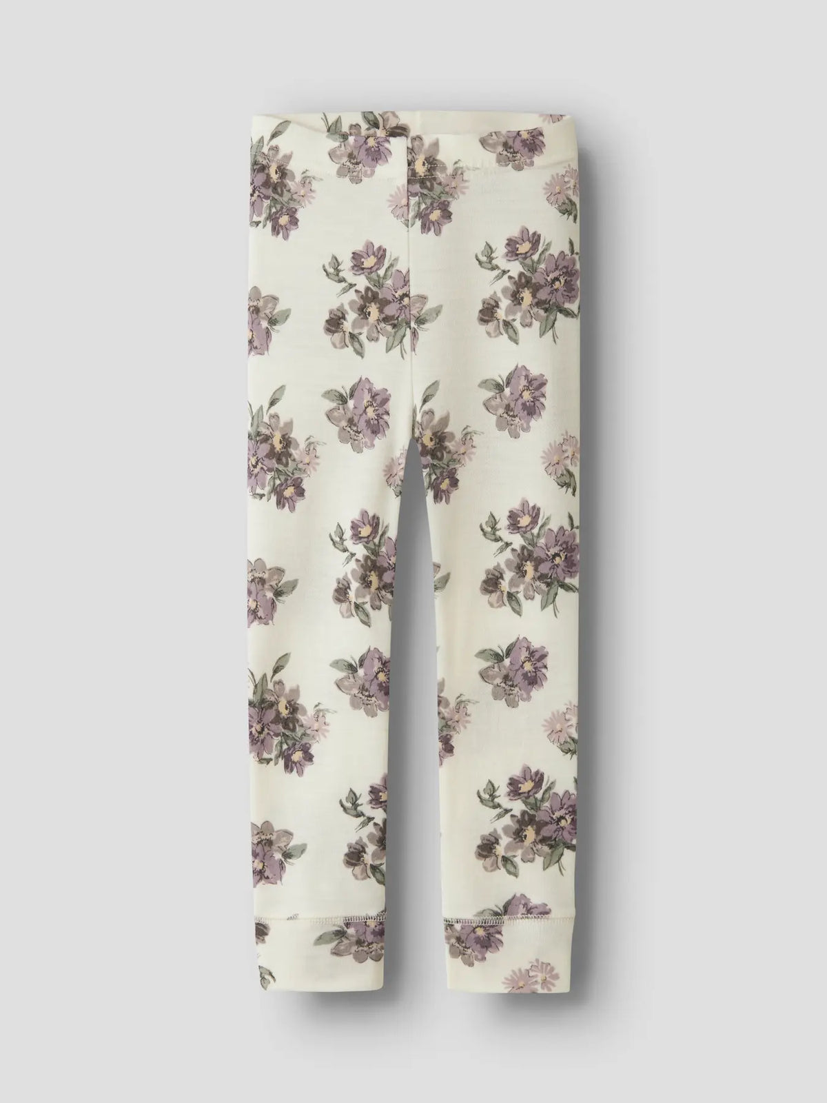 Name It Merino Leggings in Snow White, Vorderansicht mit Blumenprint