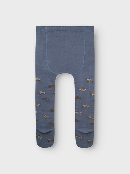 Rückansicht der NAME IT Wollstrumpfhose mit Fahrzeugmuster, blau, Bärechind Winterthur, Zürich Schweiz.