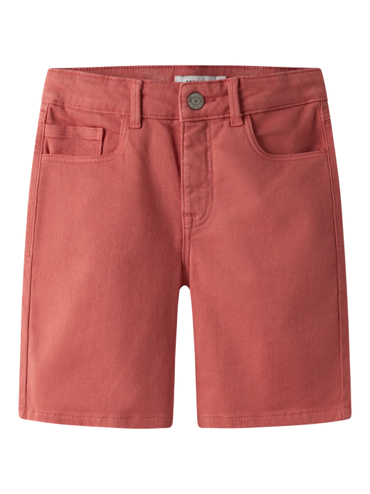 Korallenfarbene Chino Shorts für Kinder aus Baumwolle mit Stretch von name it bei Bärechind in Winterthur, Zürich, Schweiz