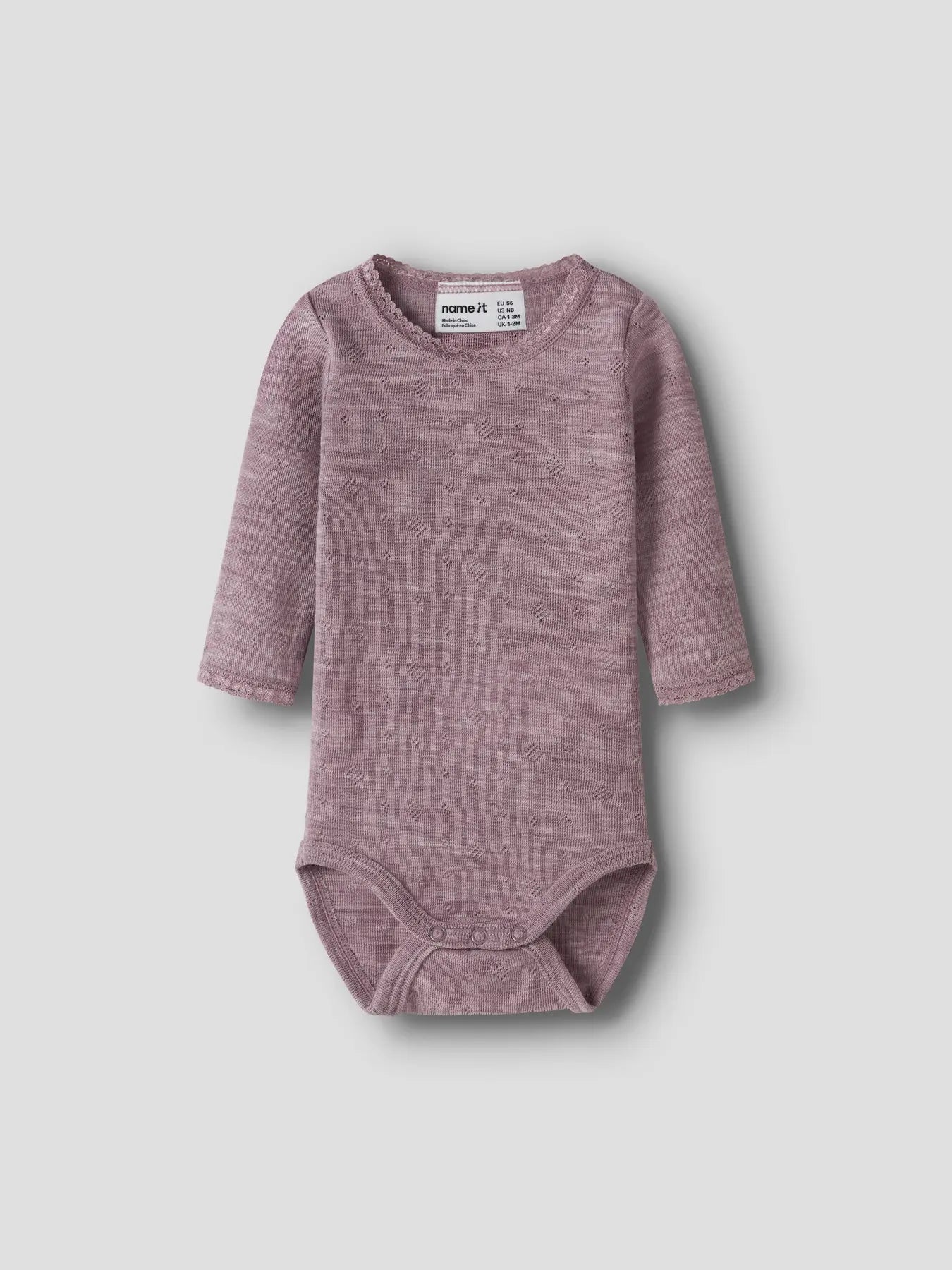 Name it Needle Langarmbody Uni in Toadstool, Vorderansicht