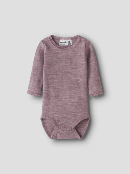 Name it Needle Langarmbody Uni in Toadstool, Vorderansicht