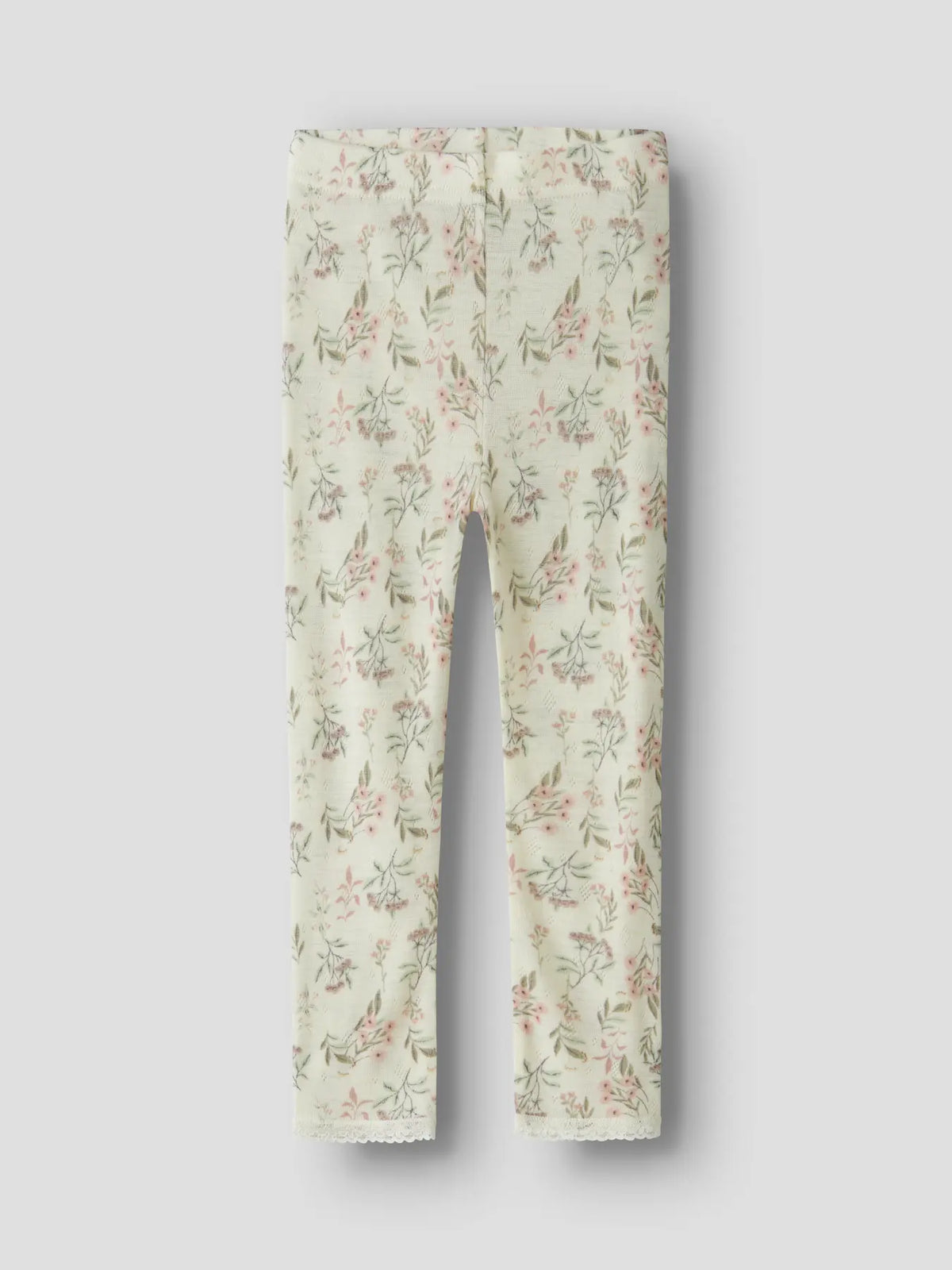 Name it Needle Leggings Kinder mit Blumenmuster auf cremefarbenem Hintergrund