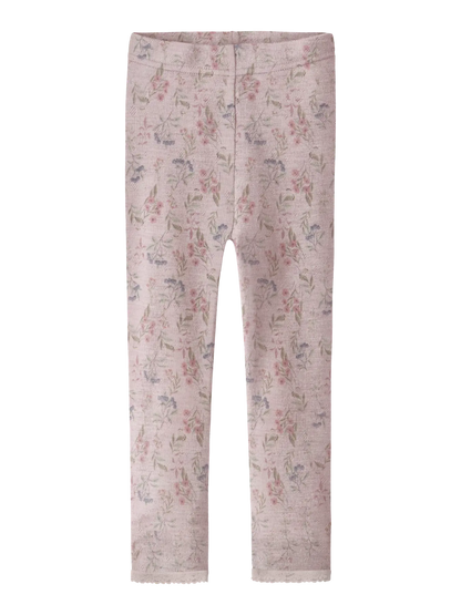 Name it Needle Leggings Kinder mit Blumenmuster auf rosa Hintergrund