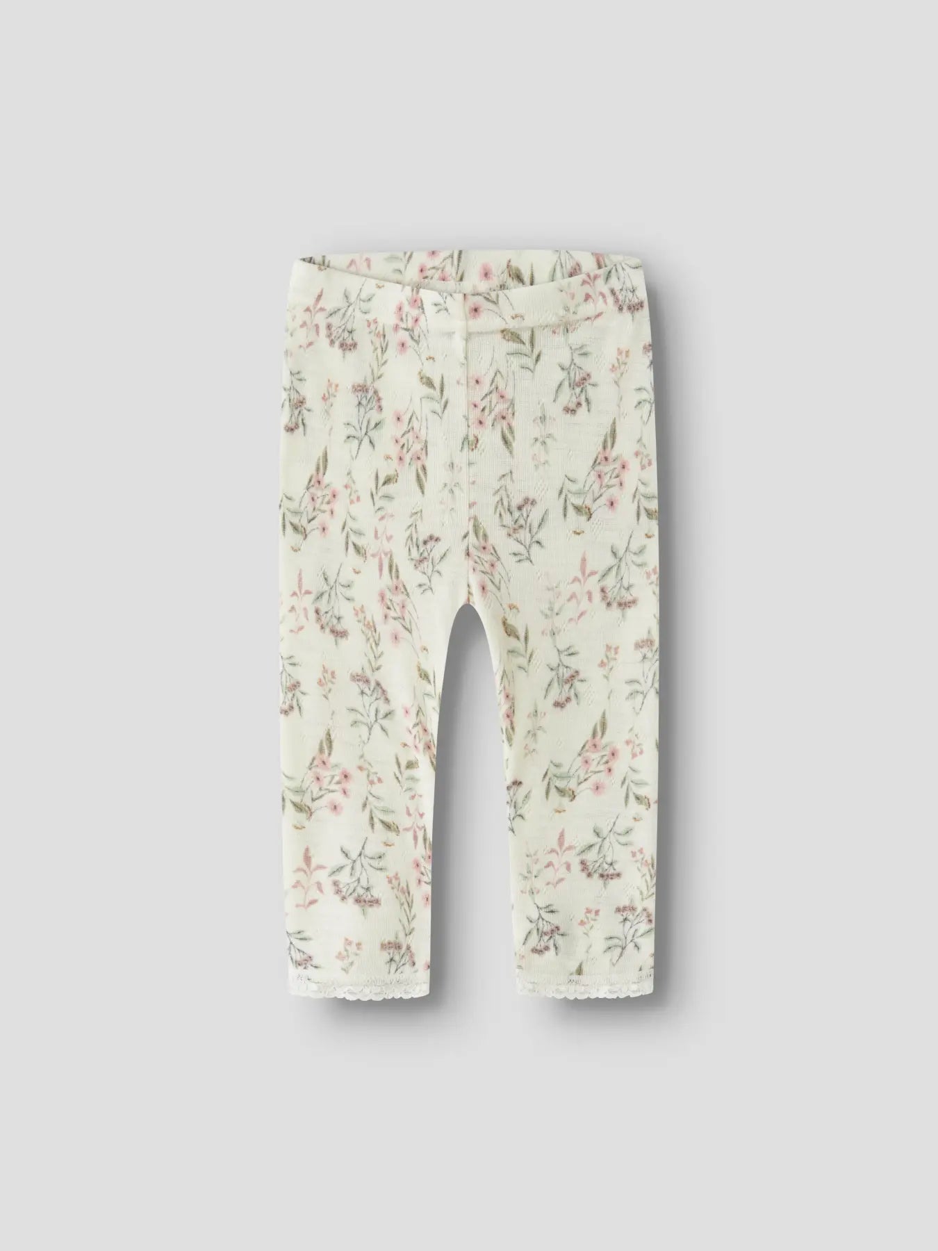 Name it Needle Leggings mit Blumenmuster auf cremefarbenem Hintergrund