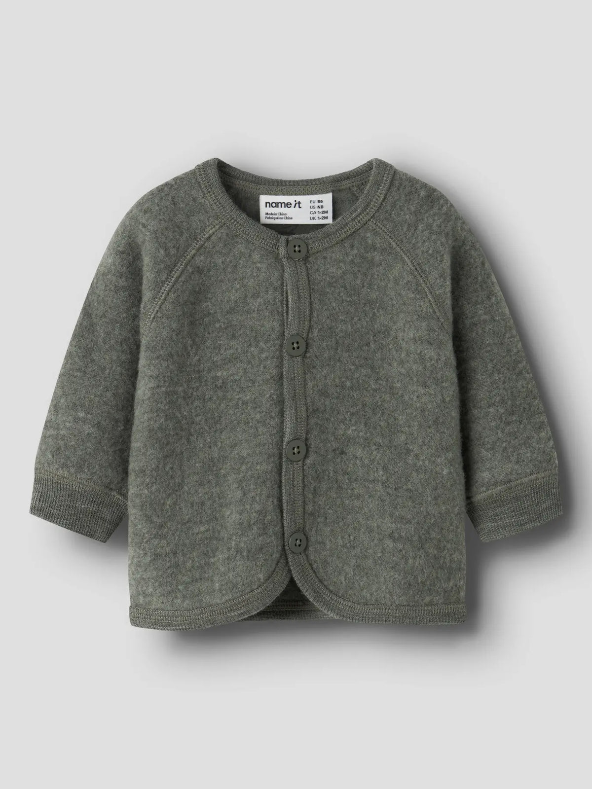 Name it Wollfleece Cardigan in Mulled Basil, Vorderansicht