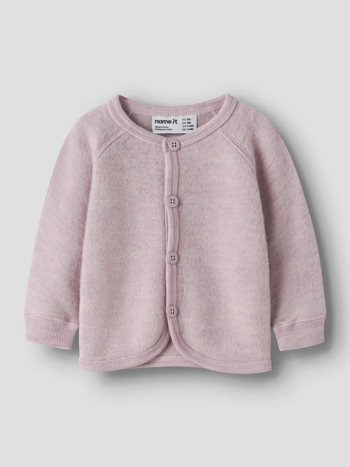 Name it Wollfleece Cardigan in Violet Ice, Vorderansicht