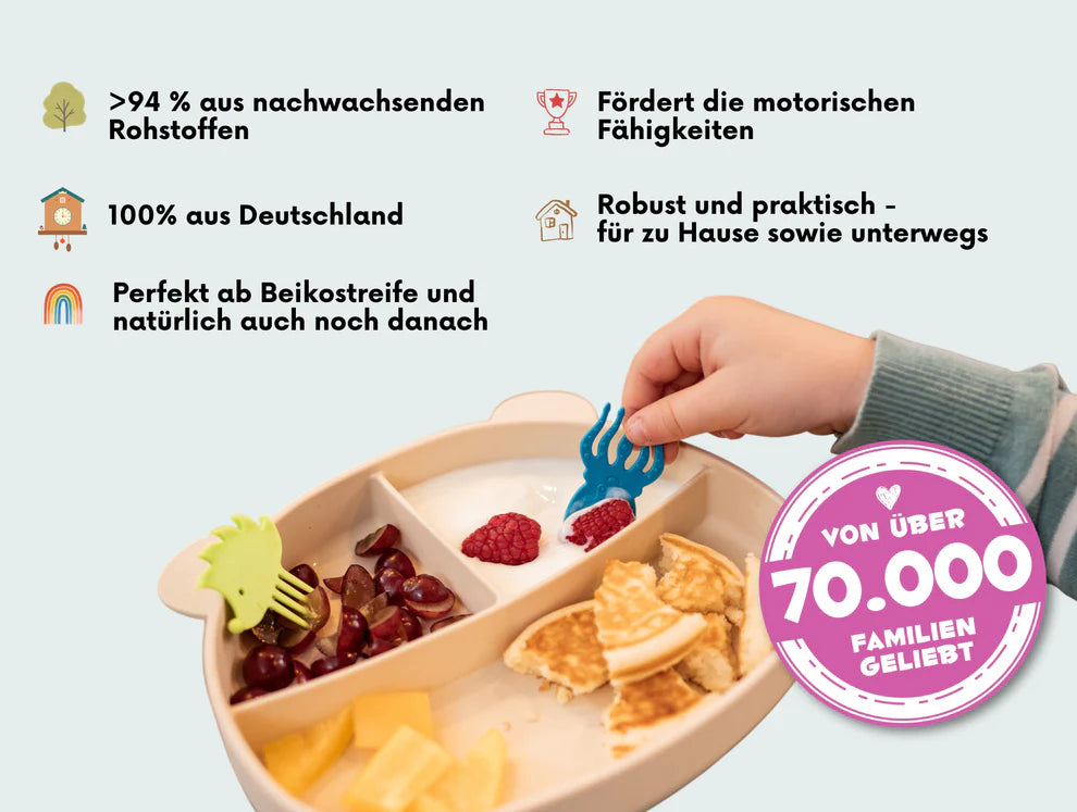 Pieksi und Griffel Snack-Piekser 10er Set Complete Ten bei Bärechind, über 94% nachwachsende Rohstoffe, geprüft nach DIN EN 14372