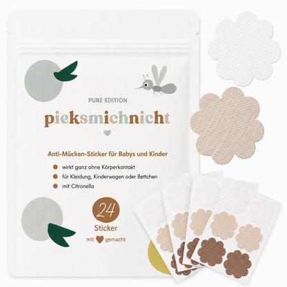 Pieksmichnicht pflanzliche Anti-Mücken Sticker mit Pure Motiv, erhältlich bei Bärechind