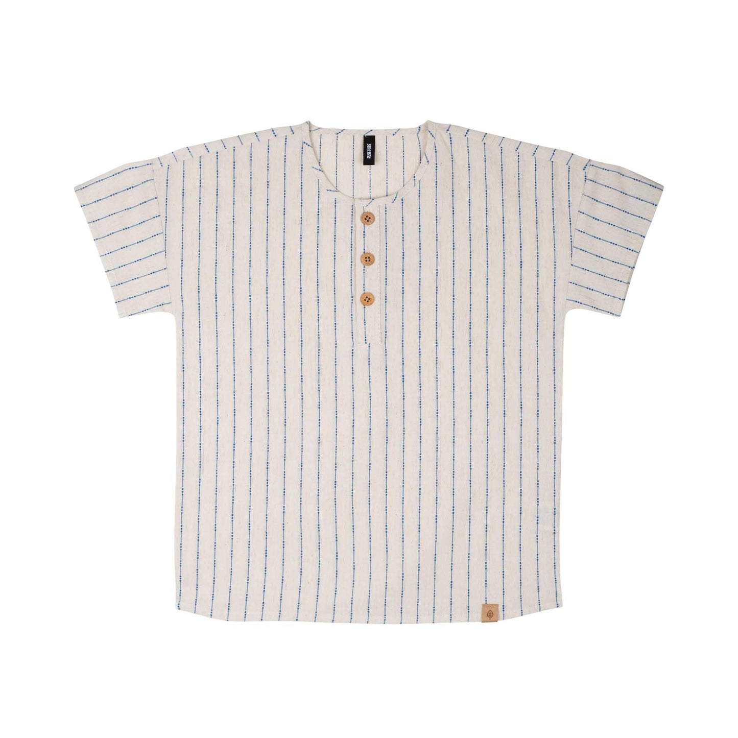 Leichtes und atmungsaktives Kids-Shirt aus Leinen-Baumwolle mit Streifenmuster. Perfekt für den Sommer in Winterthur, Zürich, Schweiz.
