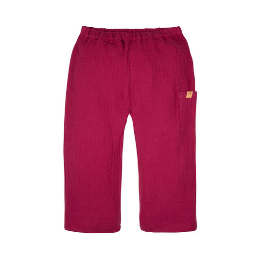 Musselin Kinderhose raspberry aus Bio Baumwolle von Pure Pure by Bauer im Bärechind Winterthur Schweiz.