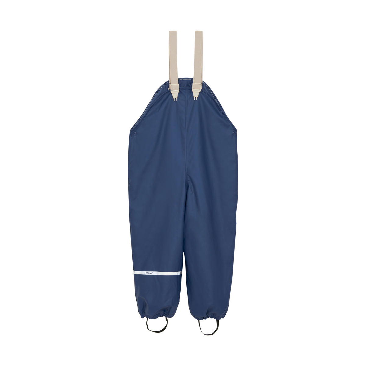 Gefütterte Regenhose CeLaVi in Dunkelblau für Kinder, Vorderseite, erhältlich im Bärechind Winterthur Zürich Schweiz.