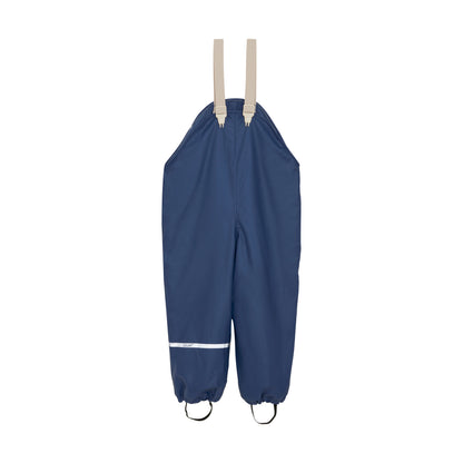 Gefütterte Regenhose CeLaVi in Dunkelblau für Kinder, Vorderseite, erhältlich im Bärechind Winterthur Zürich Schweiz.
