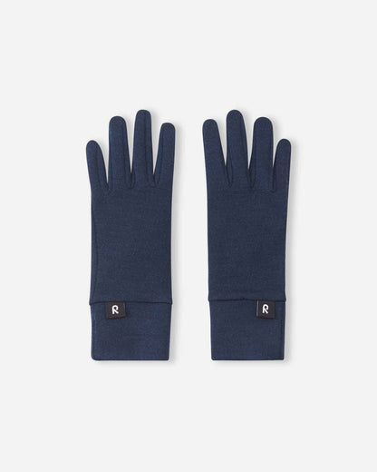 Reima Etsin Wollhandschuhe in Navy, Detailansicht mit Knopfverschluss am Handgelenk