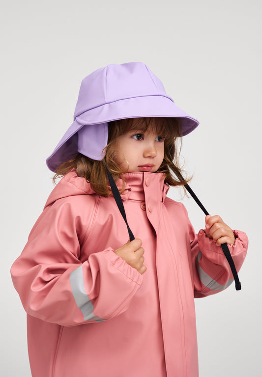 Reima Rainy Regenhut für Kinder in Lila – wasserdichter Kinderregenhut mit verlängerter Krempe