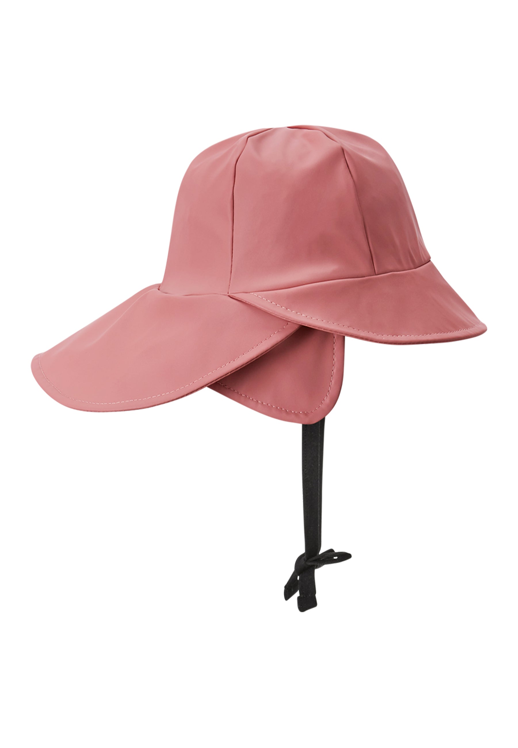 Rückansicht des Reima Regenhut Rainy Rose Blush mit verlängerter Nackenkrempe für zusätzlichen Schutz