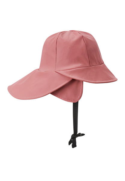 Rückansicht des Reima Regenhut Rainy Rose Blush mit verlängerter Nackenkrempe für zusätzlichen Schutz