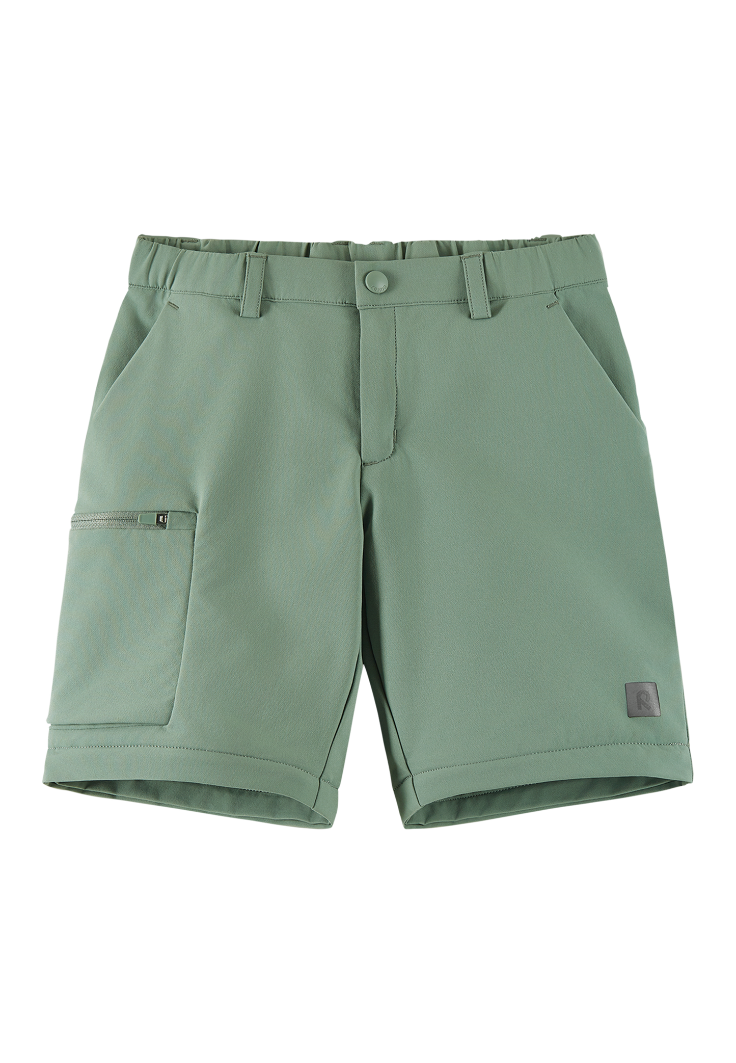 Reima BugProof Hose Surina als Shorts getragen in Stone Green