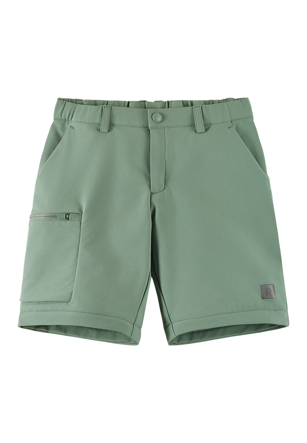 Reima BugProof Hose Surina als Shorts getragen in Stone Green