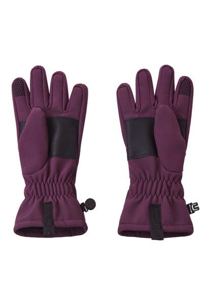 Reima Tehden Softshell Handschuhe in Deep Purple, Ansicht von hinten mit Bündchen