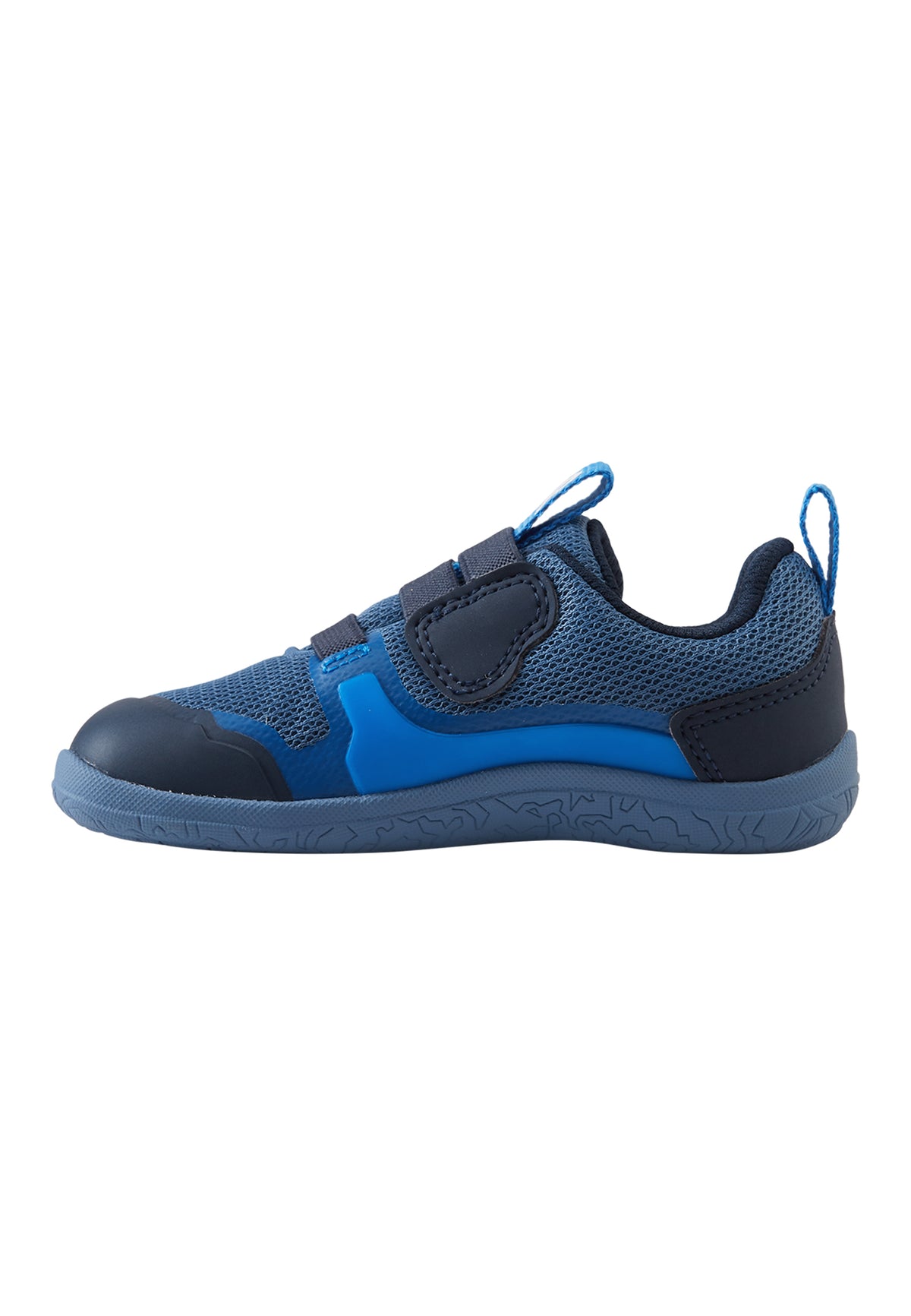 Seitenansicht der ReimaTec Tepastelu Barfussschuhe in Blue Ocean – leichter Kinderschuh für Alltag und Kita