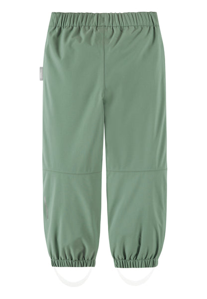 Rückansicht der ReimaTec Kaura Kinderhose in Stone Green mit elastischem Bund