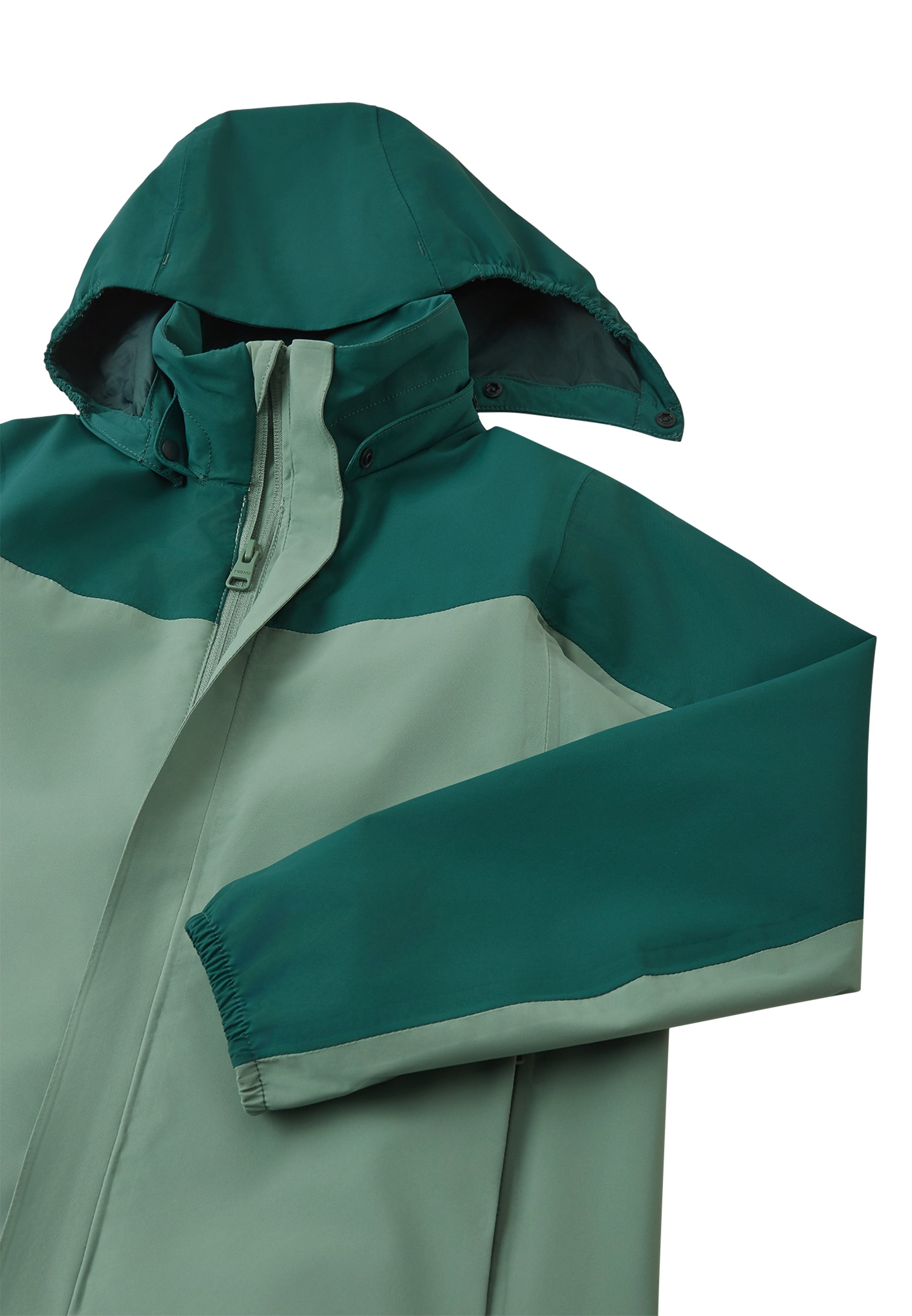 ReimaTec Kinder Regenjacke von Vorne Salmi in Stone Green – wasserdicht und winddicht