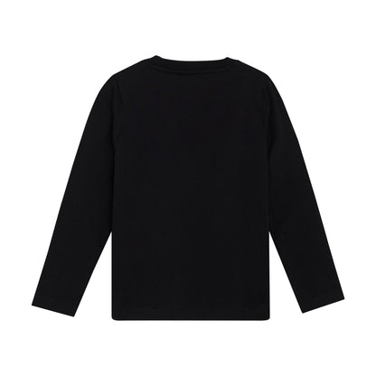 Rückseite des MINYMO Langarmshirts in Schwarz aus Baumwolle – Bärechind in Winterthur, Zürich Schweiz.