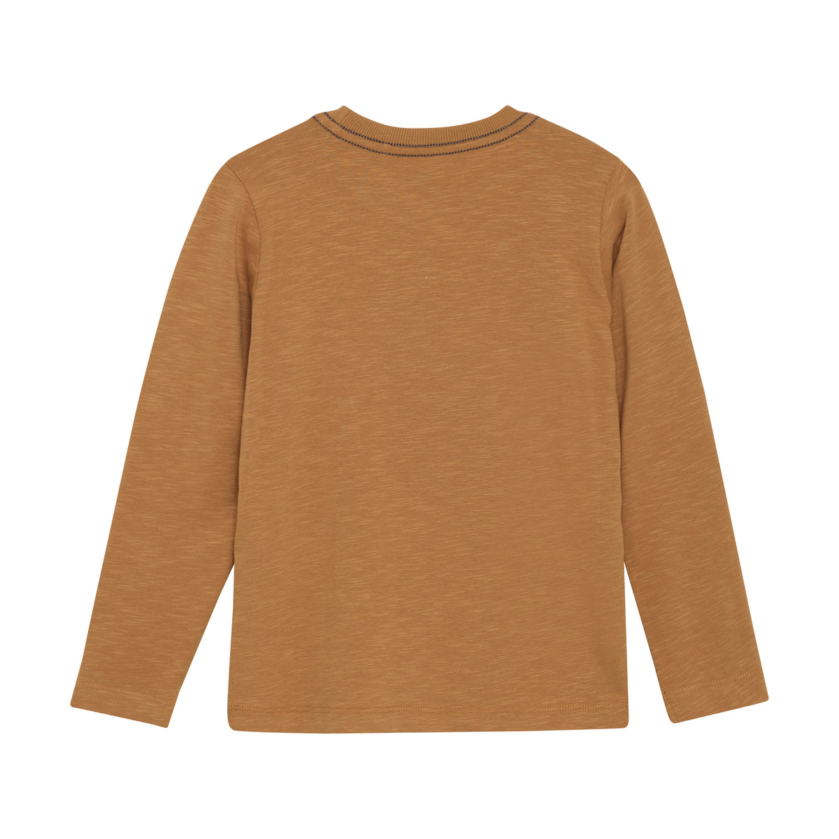 Rückansicht des MINYMO Langarmshirts in Rostbraun aus Baumwolle – Bärechind in Winterthur, Zürich Schweiz.

