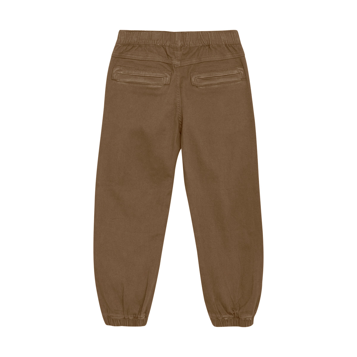 Rückseite der braunen Baumwollhose von MINYMO mit Gummibund – Bärechind Winterthur, Zürich Schweiz.
