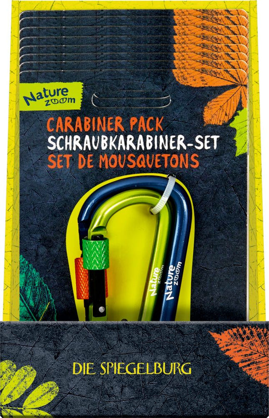 Nature Zoom Schraubkarabiner Set für Kinder aus Aluminium im Bärechind Winterthur Zürich Schweiz.