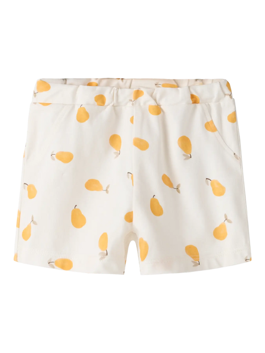 Shorts aus Baumwolle mit Birnen Print in Creme zu kaufen im Bärechind Winterthur Zürich Schweiz.