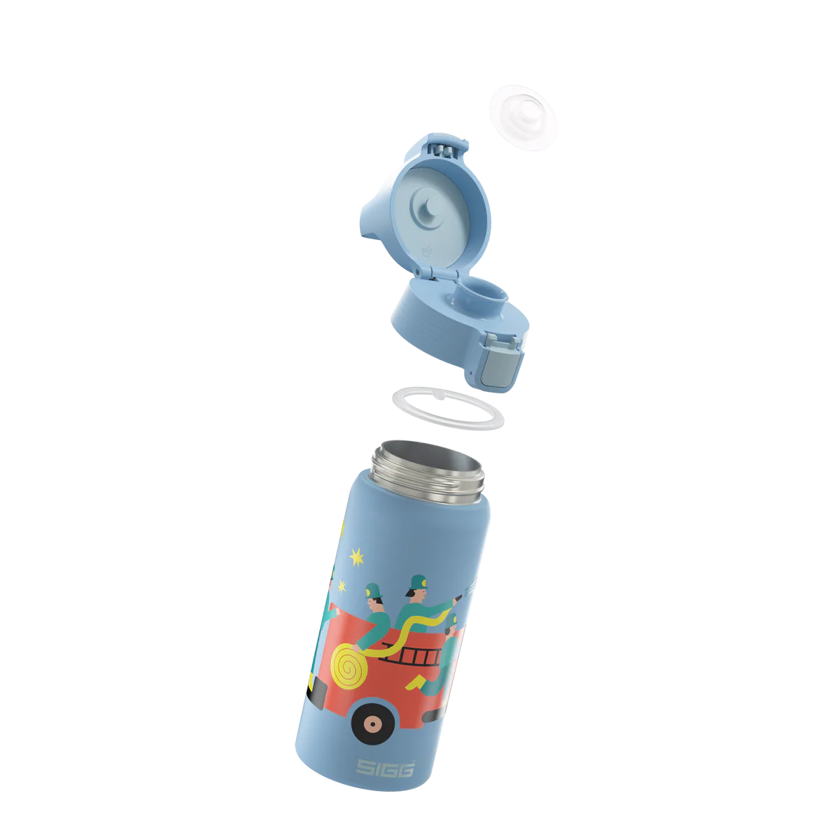 Detailansicht der Sigg Edelstahl Trinkflasche mit geöffnetem ONE Top Verschluss im Bärechind Winterthur Zürich Schweiz