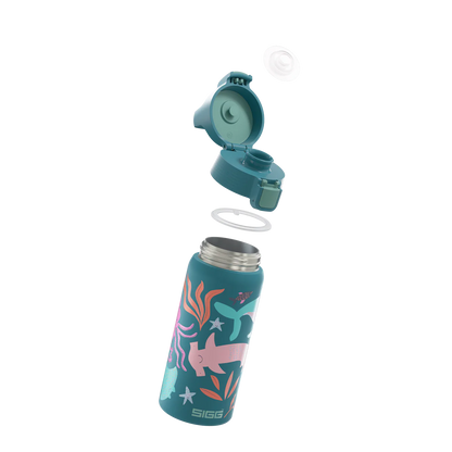 Detailansicht der Sigg Edelstahl Trinkflasche mit geöffnetem ONE Top Verschluss im Bärechind Winterthur Zürich Schweiz