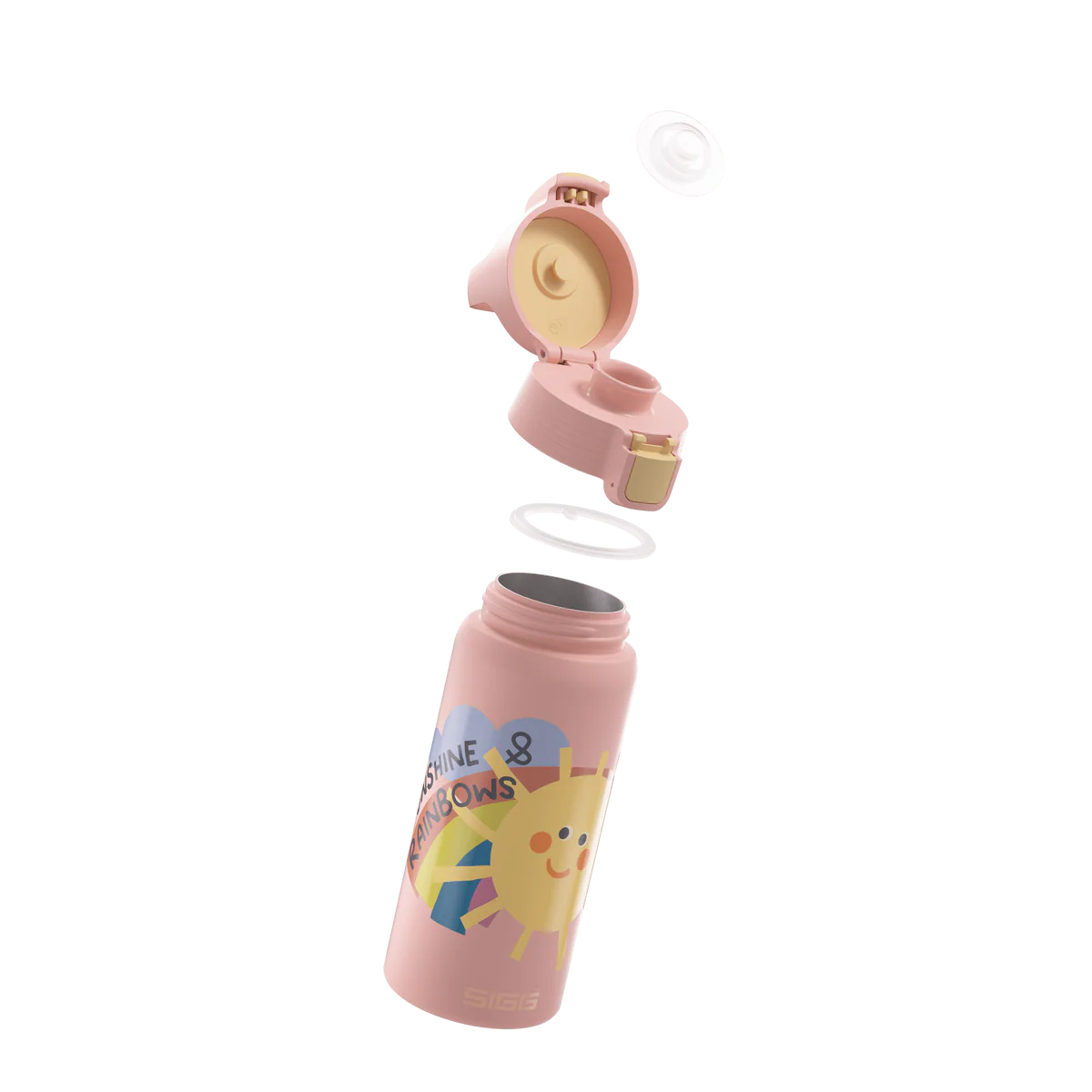 Detailansicht der Sigg Edelstahl Trinkflasche mit geöffnetem ONE Top Verschluss im Bärechind Winterthur Zürich Schweiz