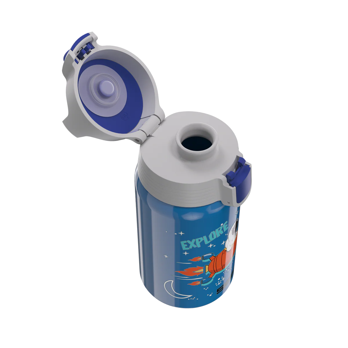 Geöffnete Sigg Kinder Trinkflasche mit ONE Verschluss und Astronaut Motiv im Bärechind Winterthur Zürich Schweiz