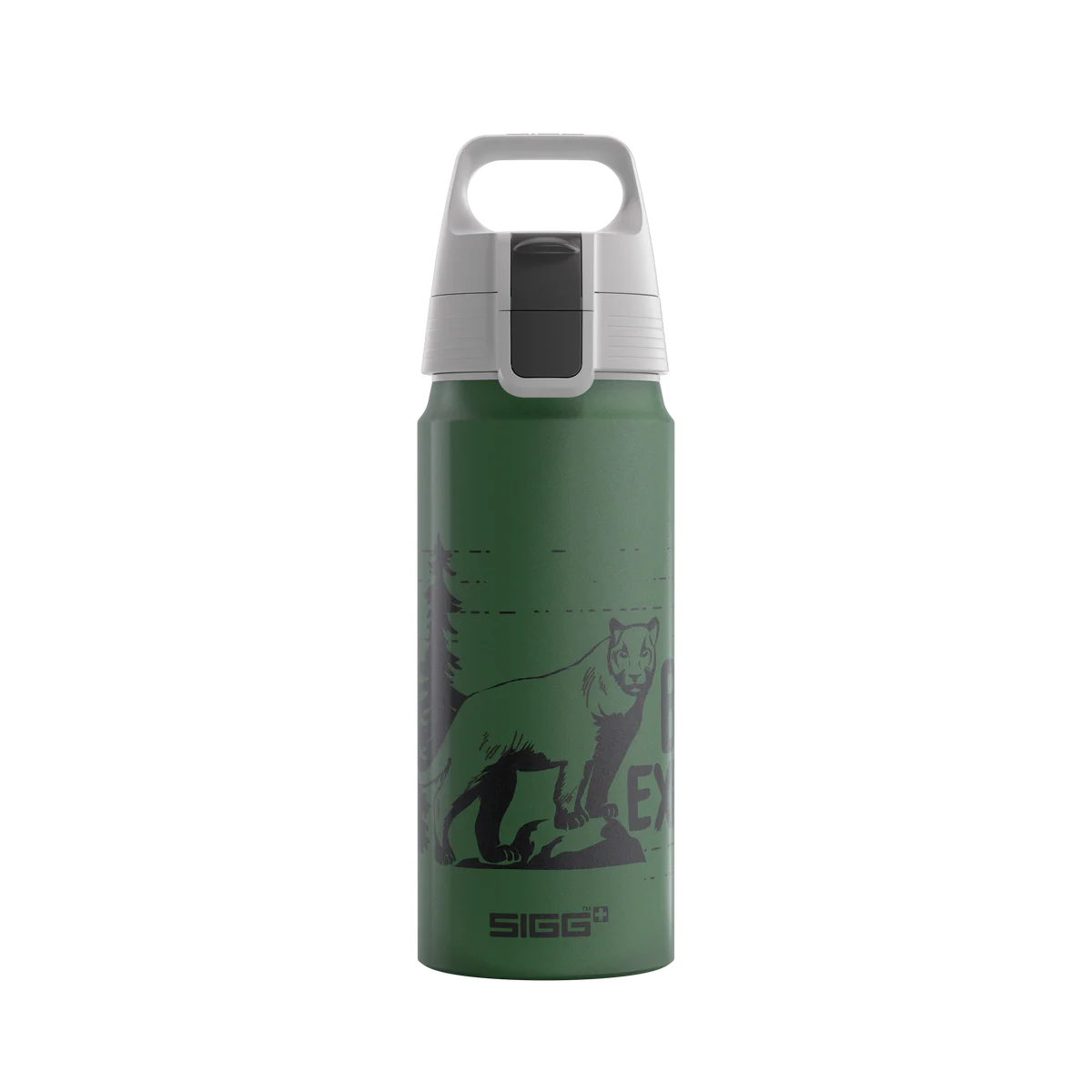 SIGG Aluminium Trinkflasche 0.6L mit Berglöwe Motiv. Leicht, auslaufsicher und ideal für Kindergarten und Schule. Im Bärechind Winterthur.