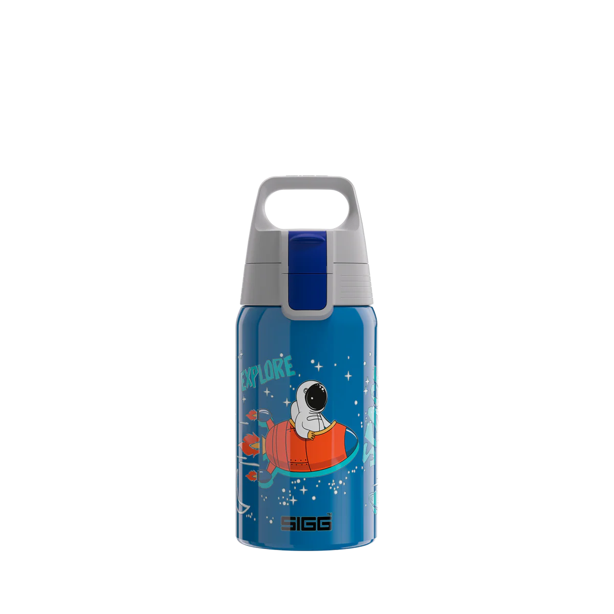 Sigg Edelstahl Trinkflasche 0.5 Liter mit Astronaut Motiv und Weltall Print im Bärechind Winterthur Zürich Schweiz