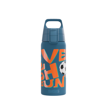 Sigg Edelstahl Trinkflasche 0.5 Liter mit Ballspiel Motiv für Kinder im Bärechind Winterthur Zürich Schweiz