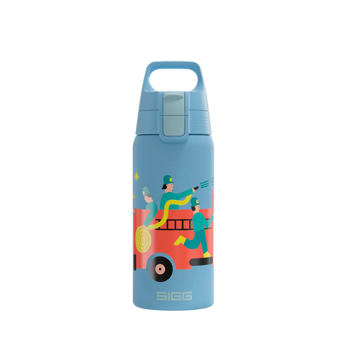 Sigg Edelstahl Trinkflasche 0.5 Liter mit Feuerwehr Motiv für Kinder im Bärechind Winterthur Zürich Schweiz