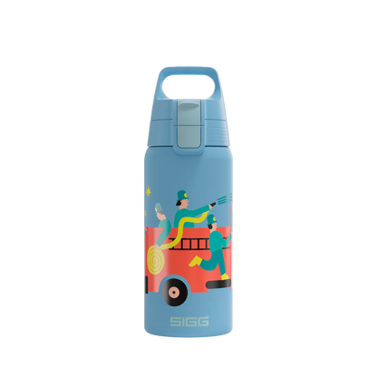 Sigg Edelstahl Trinkflasche 0.5 Liter mit Feuerwehr Motiv für Kinder im Bärechind Winterthur Zürich Schweiz