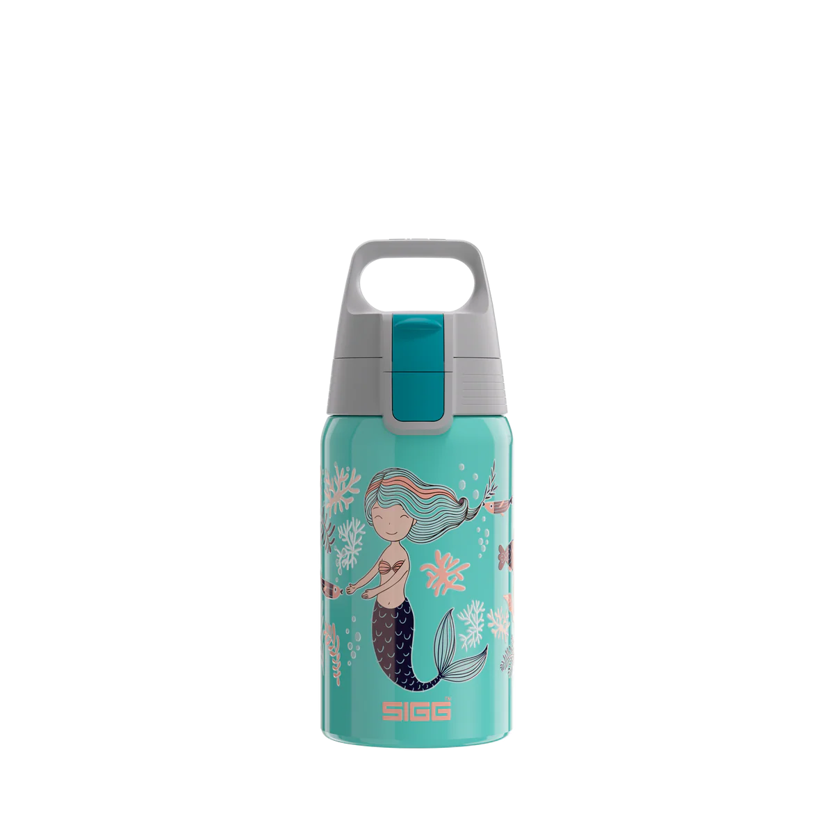 Sigg Edelstahl Trinkflasche 0.5 Liter mit Meerjungfrau Motiv und Unterwasserwelt im Bärechind Winterthur Zürich Schweiz