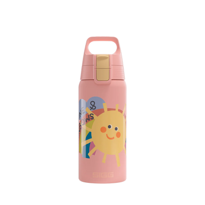 Sigg Edelstahl Trinkflasche 0.5 Liter mit Sonnenschein und Regenbogen Motiv im Bärechind Winterthur Zürich Schweiz