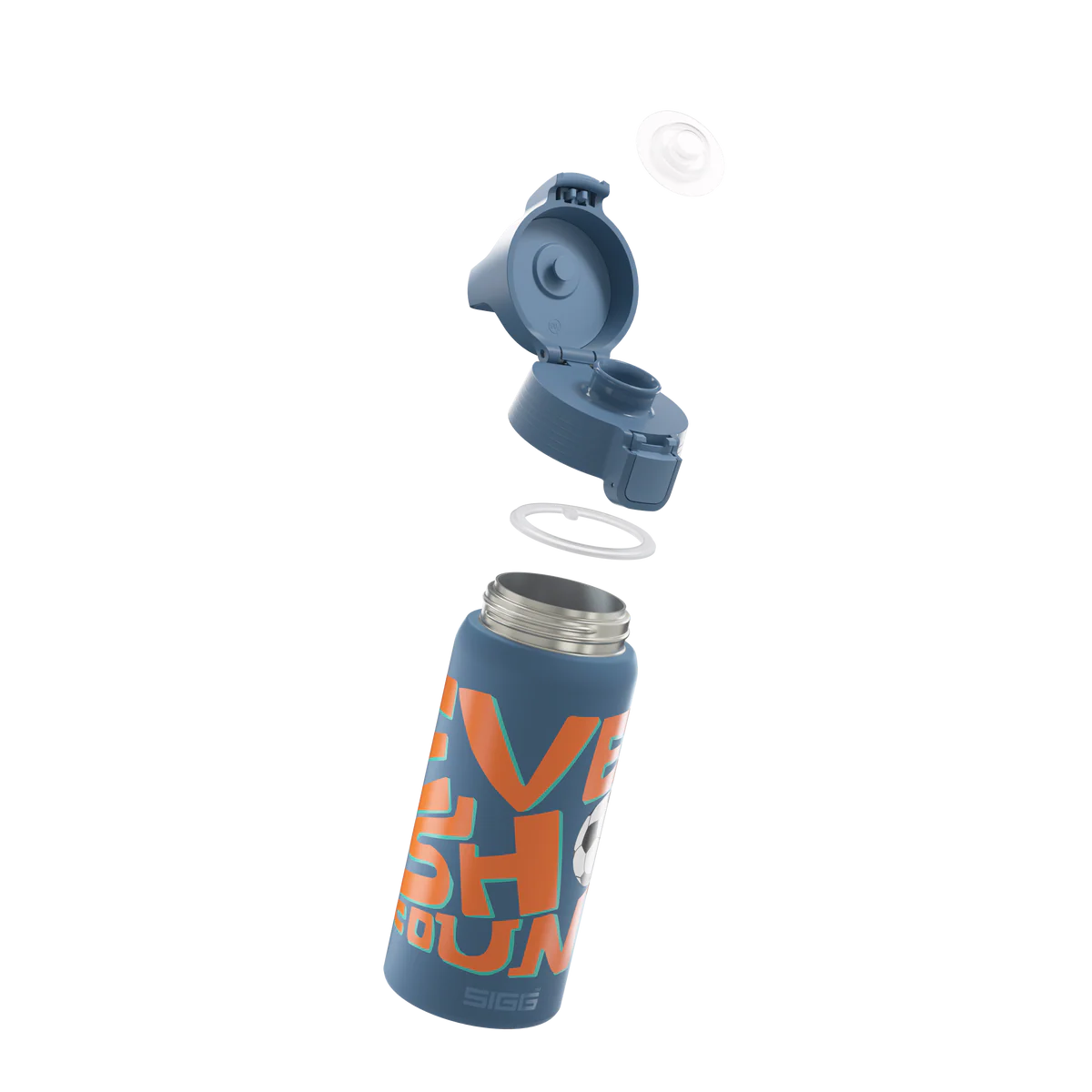 Detailansicht der Sigg Edelstahl Trinkflasche mit geöffnetem ONE Top Verschluss im Bärechind Winterthur Zürich Schweiz