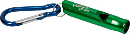 Grüne Nature Zoom Signalpfeife aus Aluminium mit Karabiner im Bärechind Winterthur Zürich Schweiz.