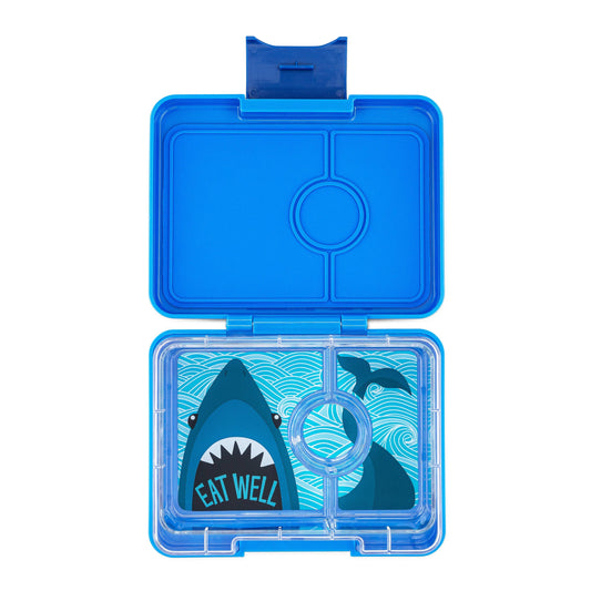 Snackbox für Kinder mit Shark-Motiv – auslaufsichere Znünibox mit 3 Fächern